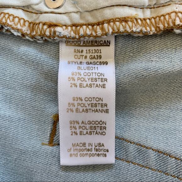 NEW Good American Good Cuts Slim Boyfriend Jeans (Sz 24) High Rise Crop Blue011 - Picture 14 of 15